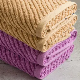 Nautica Cross View Wheat & Lilac Cotton 600 GSM Fluffy Zero Twist Hand Towel - Set of 4 image 4