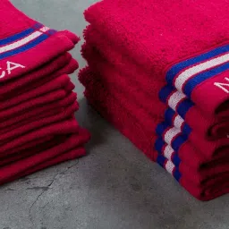 Nautica Vintage Crew Stripe Burgundy Cotton 500 GSM Super Soft Zero Twist Face Towel - Set of 12 image 4