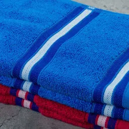 Nautica Vintage Crew Stripe Royal Blue & Burgundy Cotton 500 GSM Zero Twist Hand Towel - Set of 4 image 4