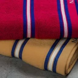 Nautica Vintage Crew Stripe Burgundy & Beige Cotton 500 GSM Zero Twist Bath Towel - Set of 2 image 4