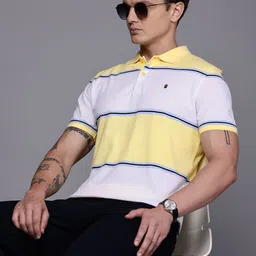 Louis Philippe Sport Horizontally Striped Polo Collar Pure Cotton T-shirt-picture-18