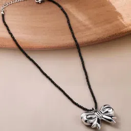 Rubans Rhodium Plated Black Pendant for Women image 4