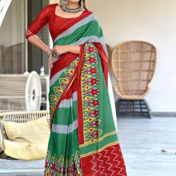 NIKATT Ethnic Motifs Printed Pure Cotton Block Print Saree-picture-20