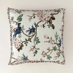 Clasiko White & Peach 5 Pieces Floral Printed Square Cotton Cushion Covers image 2