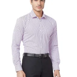 Park Avenue Red Slim Fit Striped Shirt image 4