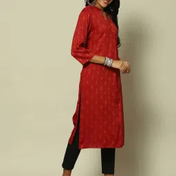 Rangriti Maroon Woven Pattern Straight Kurta image 4