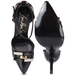 London Rag Women's Black Ankle Strap Stilettos image 4