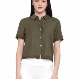 Global Republic Olive Lace Shirt-image-93