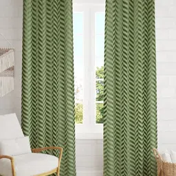 B' Decorlish Green Set of 2 Geometric Room Darkening Door Curtain-image-72