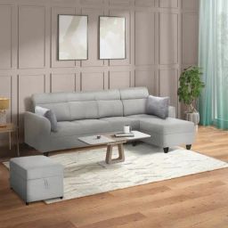 Duroflex Zivo Plus Grey Solid Wood 3 Seater Sofa Set with Lounger-picture-46