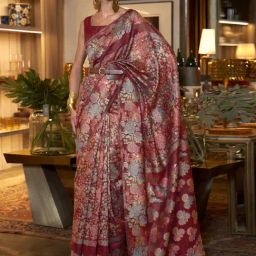 Saree Mall Maroon Silk Woven Saree With Unstitched Blouse-picture-27