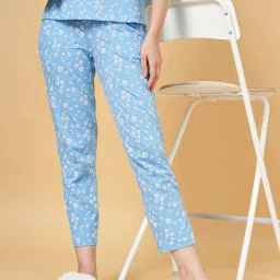 Dreamz by Pantaloons Blue Cotton Floral Print Pyjamas image 4