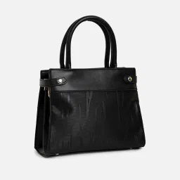 HauteSauce Black Textured Medium Handheld Handbag image 4