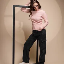 Global Republic Pink Self Design Pullover image 4