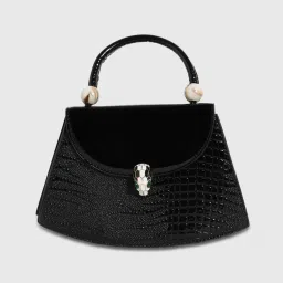 HauteSauce Black Textured Medium Leather Handheld Handbag image 4