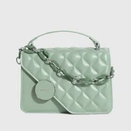 HauteSauce Mint Green Quilted Sequin Medium Leather Handheld Handbag image 4