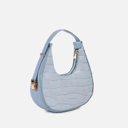 HauteSauce Blue Textured Medium Hobo Shoulder Bag image 4