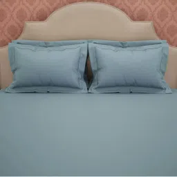 Spaces Light Blue Cotton 600 TC King Bed Sheet With Pillow Covers image 4