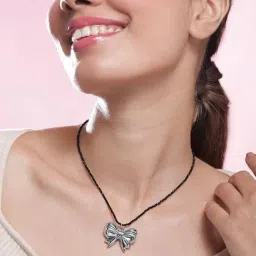 Rubans Rhodium Plated Black Pendant for Women image 3