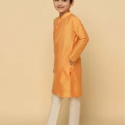KISAH Kids Yellow Cotton Regular Fit Full Sleeves Kurta image 4