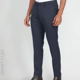 arrow new york Arrow Newyork Navy Blue Regular Fit Checks Trousers image 4