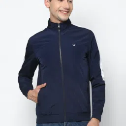 Allen Solly Navy Blue Regular Fit Striped Jacket image 1