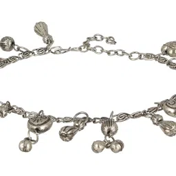 Aatmana Oxidized Silver-Plated Heart Charm Ghungroo Anklets - Set of 2 image 4