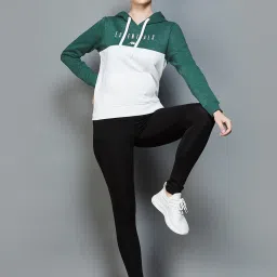 KAPPA White & Green Color-Block Sports Hoodie image 4