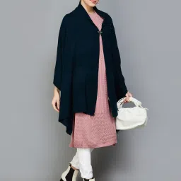 Melange by Lifestyle Teal Blue Woven Pattern Shawl image 4