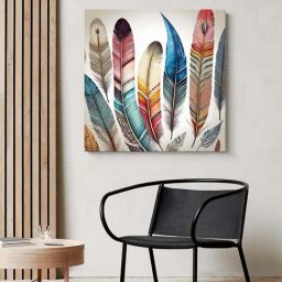 999Store Multicolor Canvas Colorful Feathers Wrapped Painting-picture-37