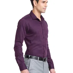Park Avenue Maroon Cotton Slim Fit Self Pattern Shirt image 4