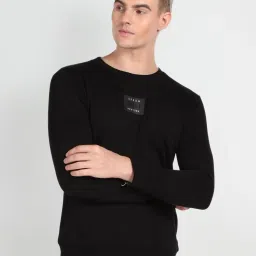 arrow new york Arrow Newyork Black Cotton Regular Fit Sweatshirt image 4