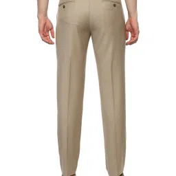 Louis Philippe Beige Regular Fit Flat Front Trousers image 2