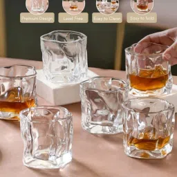 Nestasia Premium Quality Crystal Water Abstract Shaped Transparent Water Glass Set Of 6 , 200 ml image 4