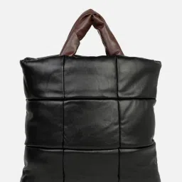 HauteSauce Black Quilted Medium Tote Bag image 4