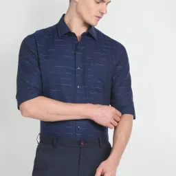 Arrow Blue Cotton Slim Fit Striped Shirt image 4