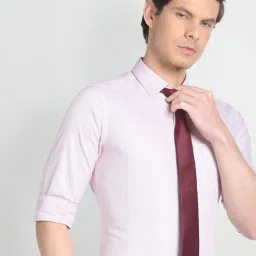 Arrow Pink Cotton Regular Fit Checks Shirt image 4