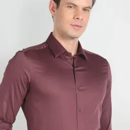 arrow new york Arrow Newyork Red Cotton Slim Fit Shirt image 4
