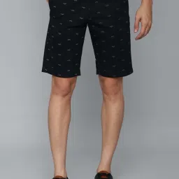 Allen Solly Black Cotton Slim Fit Printed Shorts image 1