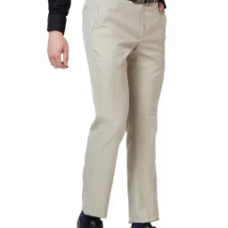 Park Avenue Medium Fawn Regular Fit Trousers image 4