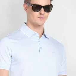 Arrow Blue Cotton Regular Fit Striped Polo T-Shirt image 4