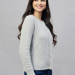 Club York Grey Self Pattern Cardigan image 4