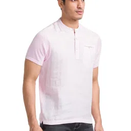 Parx Light Red Cotton Regular Fit Henley T-Shirt image 4