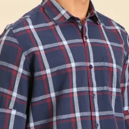 Cavallo by Linen Club Navy Linen Slim Fit Casual Shirt image 5