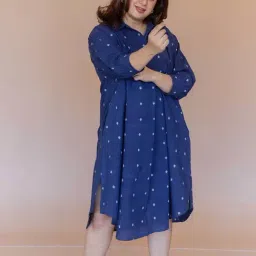 The Indian Ethnic Co Blue Cotton Loose Fit Printed Dress image 4