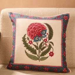Fabindia Home Red Cotton Printed Gulzar Cushion Cover-image-92