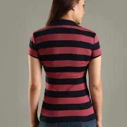 Tommy Hilfiger Red Cotton Slim Fit Striped Polo T-Shirt image 2