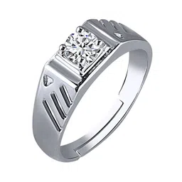 The Roadster LifestyleCo Silver-Plated American Diamond StuddedFingerRing image 3