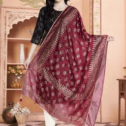 Moda Rapido Floral Foil Print Gotta Patti Silk Tasselled Dupatta-picture-41