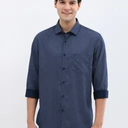 Allen Solly Navy Cotton Slim Fit Printed Shirt-picture-44